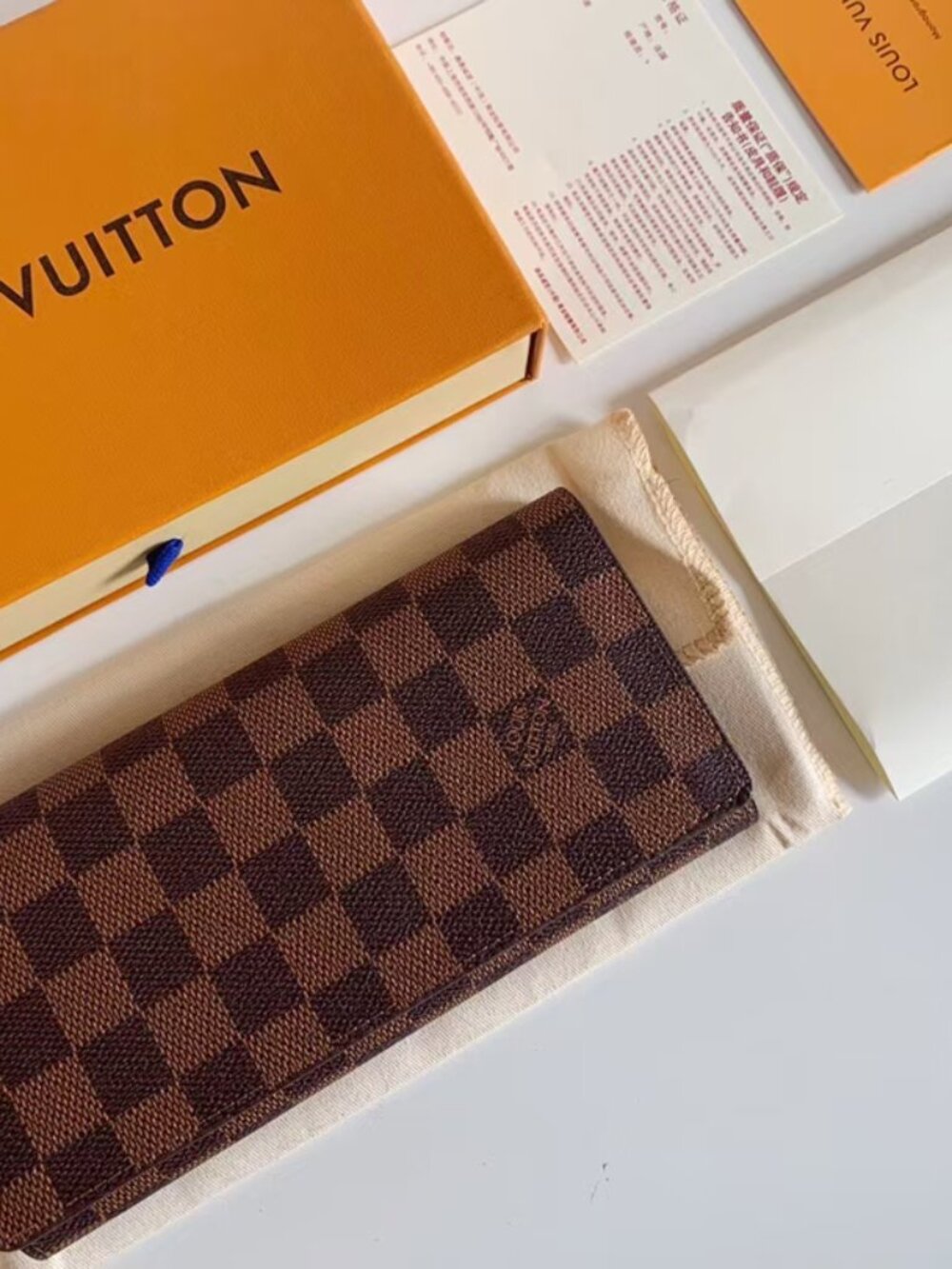 Louis Vuitton Damier Ebene Canvas Portefeuille Sarah Wallet